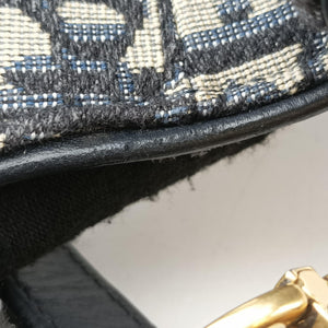 Pre-owned Christian Dior Saddle Navy Jacquard × Leather  handbag | stylenewstar