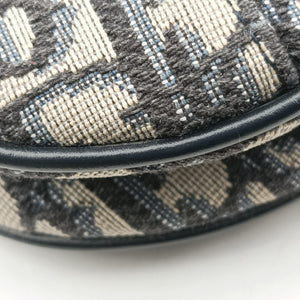 Pre-owned Christian Dior Saddle Navy Jacquard × Leather  handbag | stylenewstar