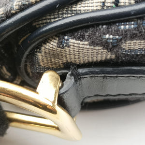 Pre-owned Christian Dior Saddle Navy Jacquard × Leather  handbag | stylenewstar