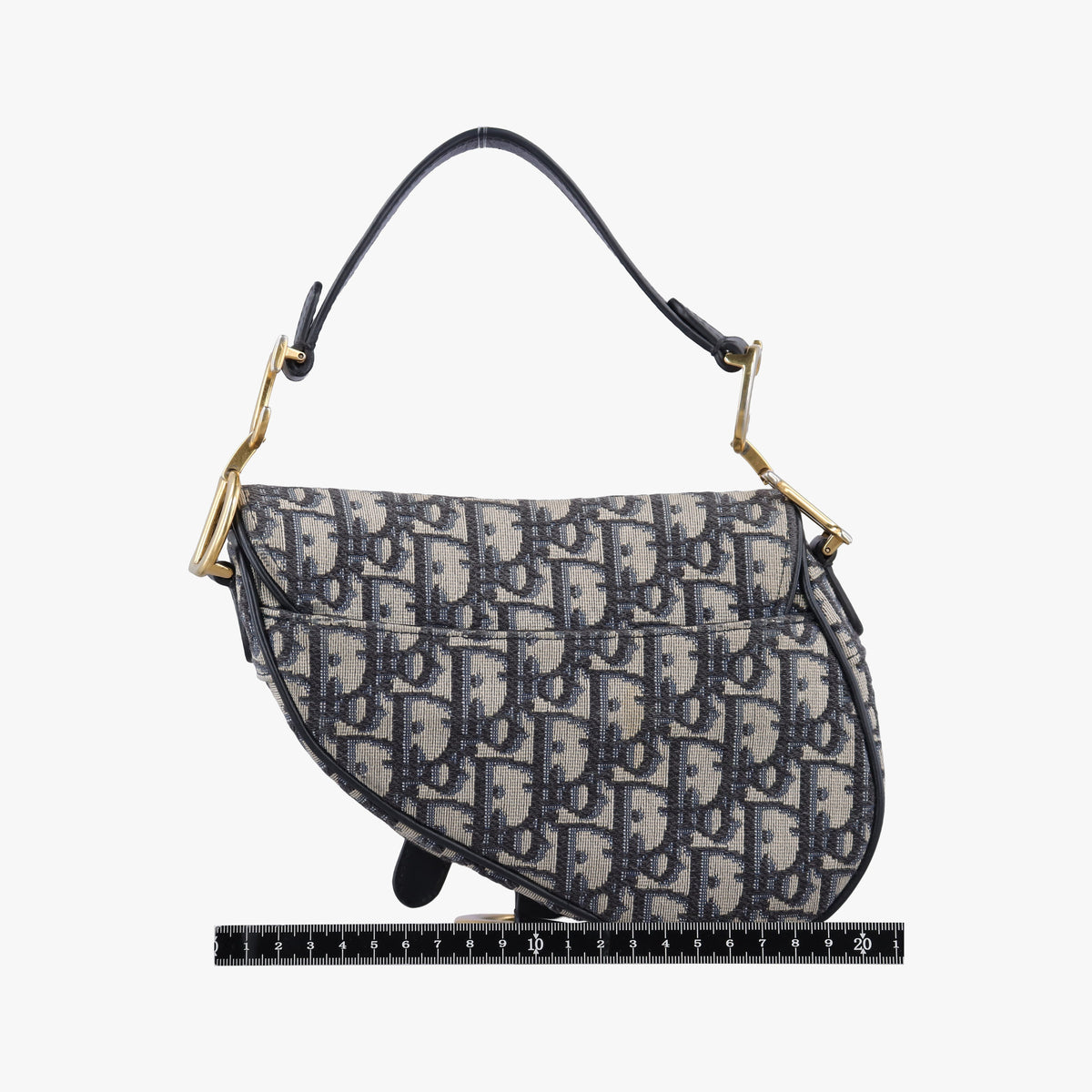 Pre-owned Christian Dior Saddle Navy Jacquard × Leather  handbag | stylenewstar