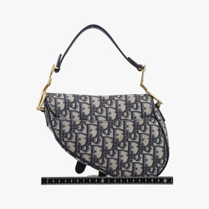 Pre-owned Christian Dior Saddle Navy Jacquard × Leather  handbag | stylenewstar