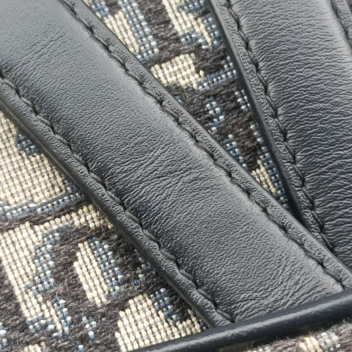 Pre-owned Christian Dior Saddle Navy Jacquard × Leather  handbag | stylenewstar