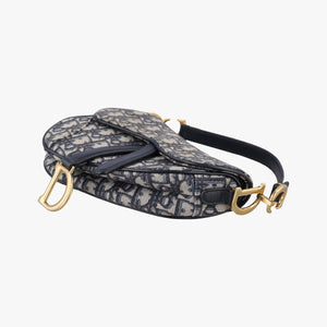 Pre-owned Christian Dior Saddle Navy Jacquard × Leather  handbag | stylenewstar