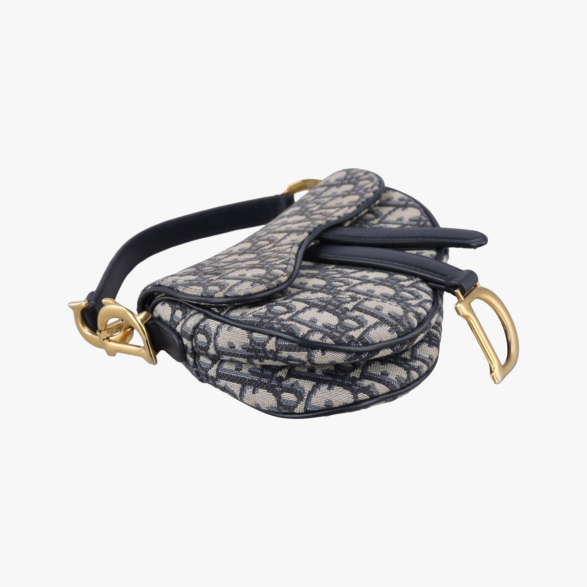 Pre-owned Christian Dior Saddle Navy Jacquard × Leather  handbag | stylenewstar