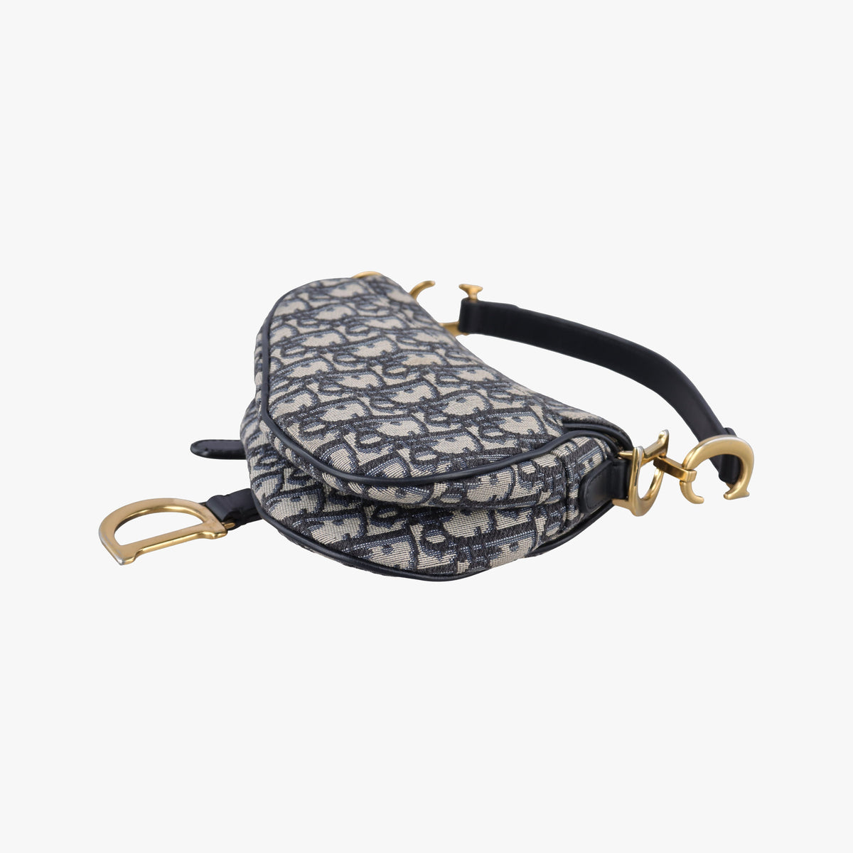 Pre-owned Christian Dior Saddle Navy Jacquard × Leather  handbag | stylenewstar