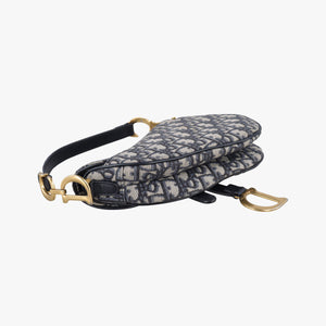 Pre-owned Christian Dior Saddle Navy Jacquard × Leather  handbag | stylenewstar