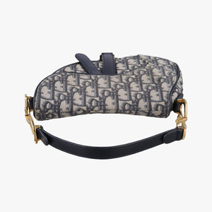 Pre-owned Christian Dior Saddle Navy Jacquard × Leather  handbag | stylenewstar