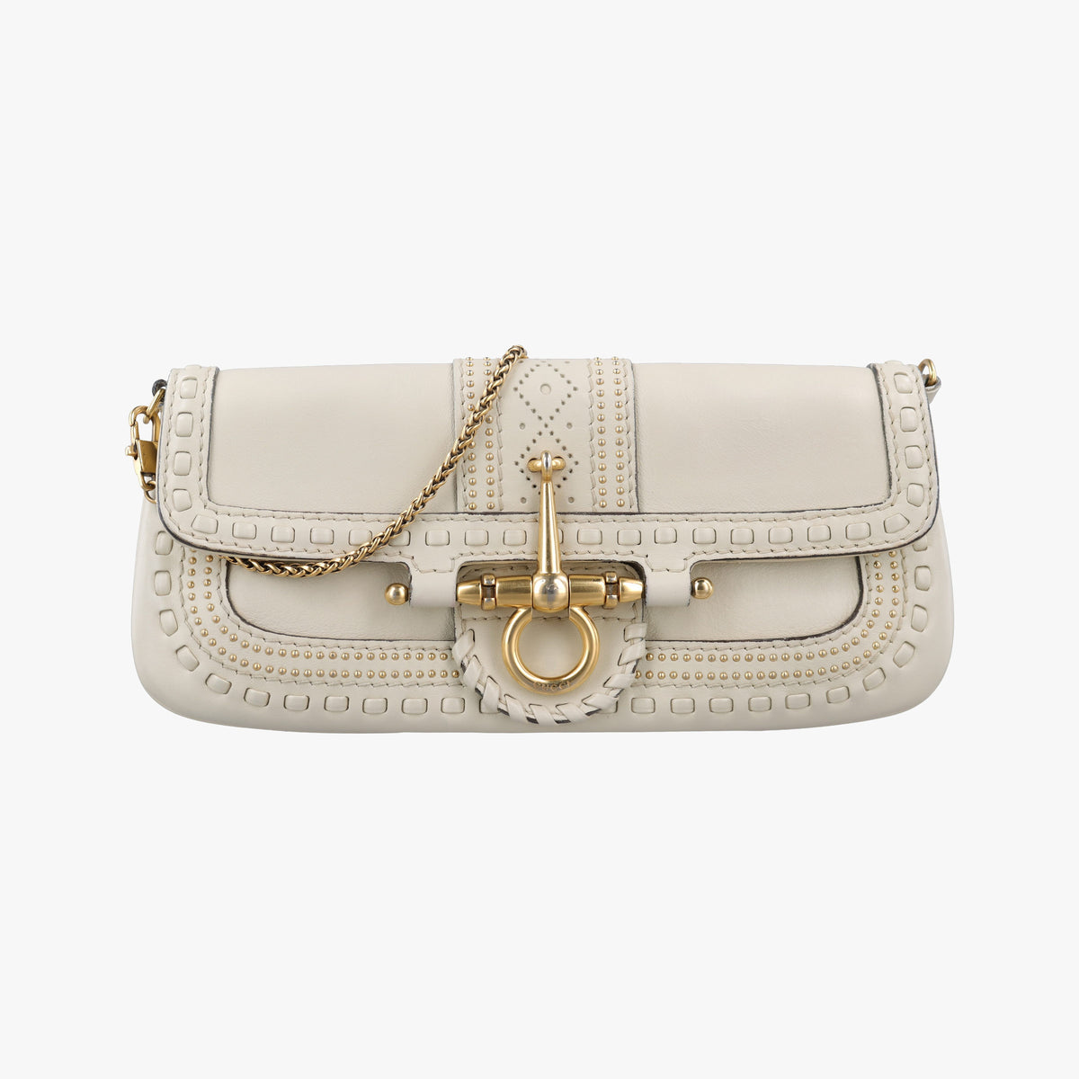 Pre-owned Gucci Snaffle Bit White Leather 263984 shoulderbag | stylenewstar