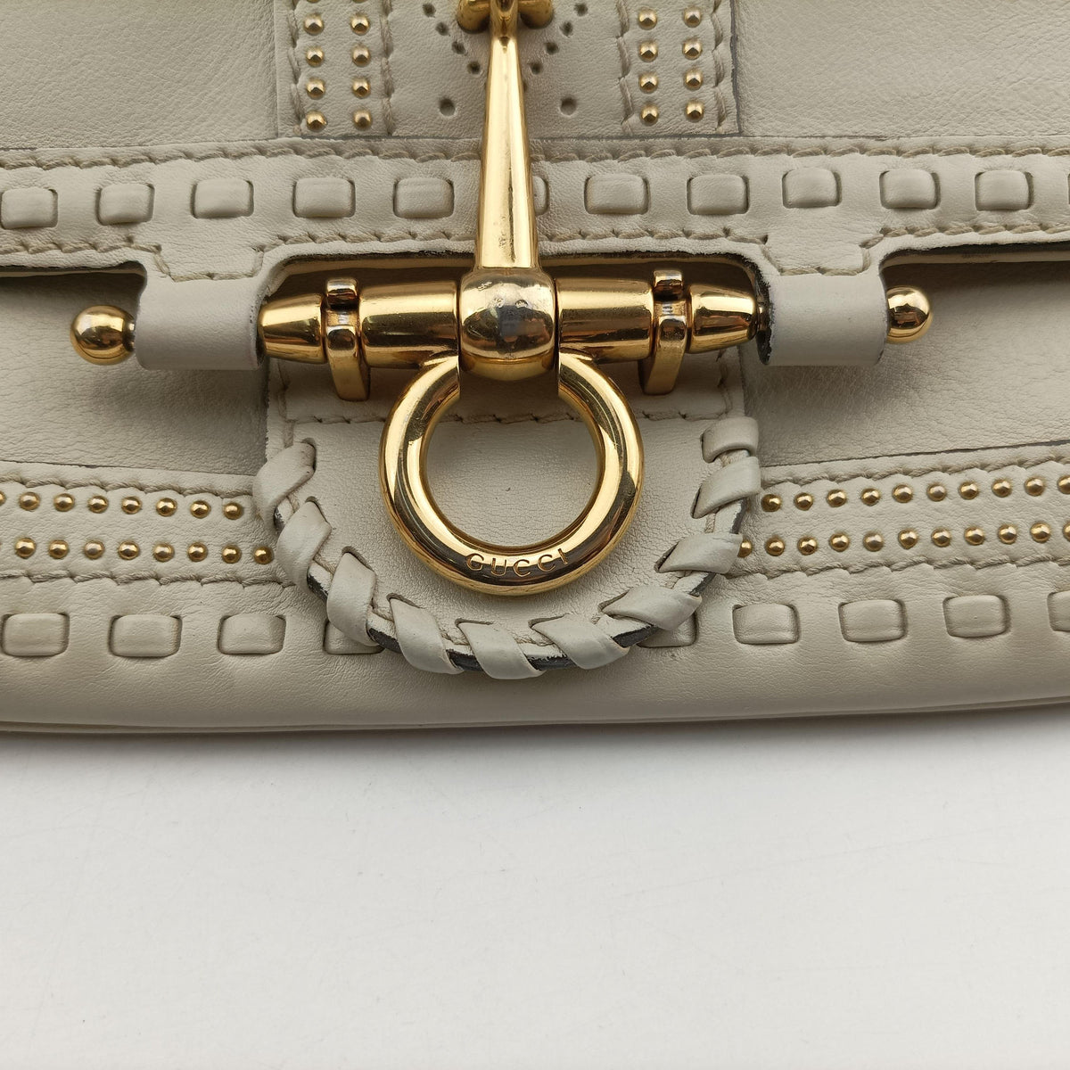 Pre-owned Gucci Snaffle Bit White Leather 263984 shoulderbag | stylenewstar