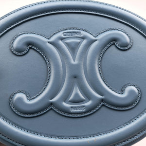 Pre-owned Celine Oval Purse Cuir Triomphe Blue Leather  shoulderbag | stylenewstar