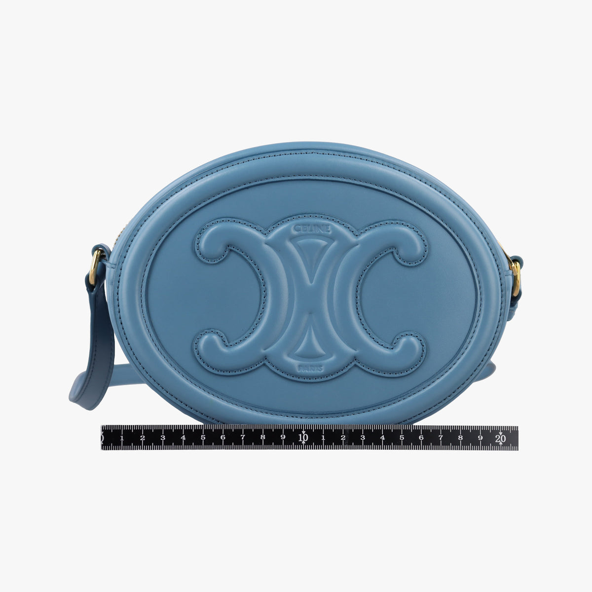 Pre-owned Celine Oval Purse Cuir Triomphe Blue Leather  shoulderbag | stylenewstar