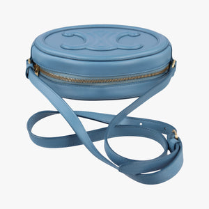 Pre-owned Celine Oval Purse Cuir Triomphe Blue Leather  shoulderbag | stylenewstar