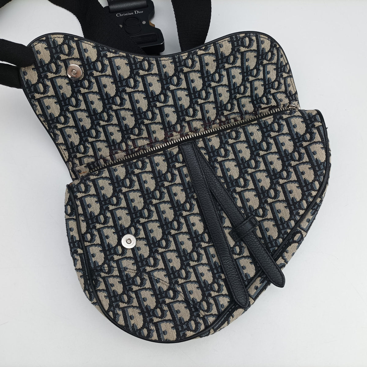 Vintage Christian Dior Saddle Navy Jacquard×Leather  bum bag/waist bag | stylenewstar