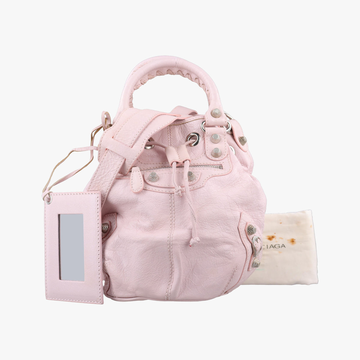 Pre-owned Balenciaga Pompon Pink Lambskin  shoulderbag | stylenewstar
