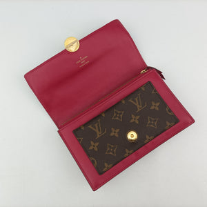 Pre-owned Louis Vuitton Portefeuille FLORE Chain brown×FUCHSIA Monogram Canvas×calf leather M69578 shoulderbag | stylenewstar