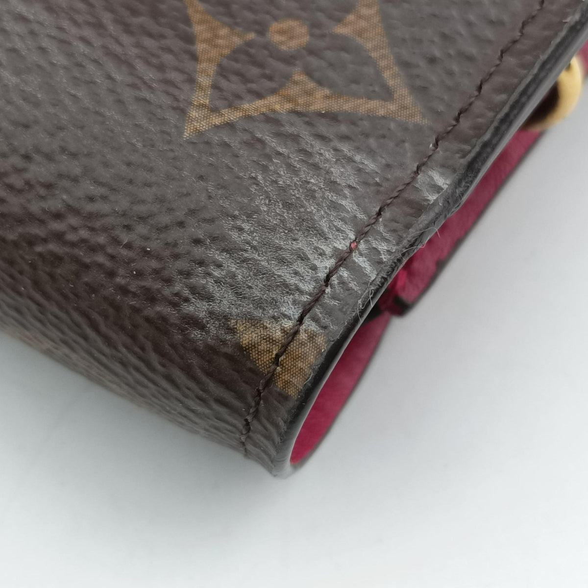 Pre-owned Louis Vuitton Portefeuille FLORE Chain brown×FUCHSIA Monogram Canvas×calf leather M69578 shoulderbag | stylenewstar