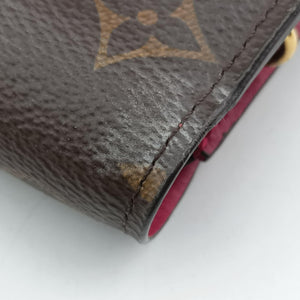 Pre-owned Louis Vuitton Portefeuille FLORE Chain brown×FUCHSIA Monogram Canvas×calf leather M69578 shoulderbag | stylenewstar