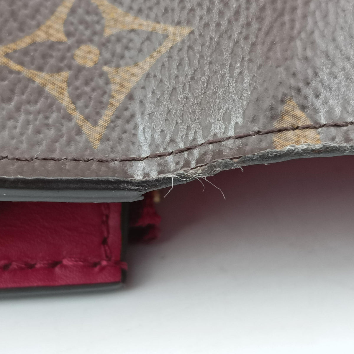 Pre-owned Louis Vuitton Portefeuille FLORE Chain brown×FUCHSIA Monogram Canvas×calf leather M69578 shoulderbag | stylenewstar