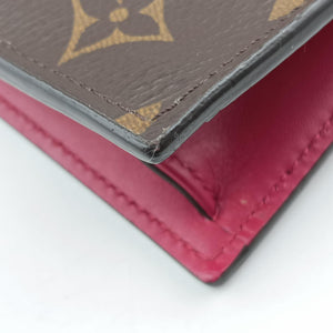 Pre-owned Louis Vuitton Portefeuille FLORE Chain brown×FUCHSIA Monogram Canvas×calf leather M69578 shoulderbag | stylenewstar