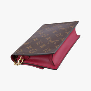 Pre-owned Louis Vuitton Portefeuille FLORE Chain brown×FUCHSIA Monogram Canvas×calf leather M69578 shoulderbag | stylenewstar