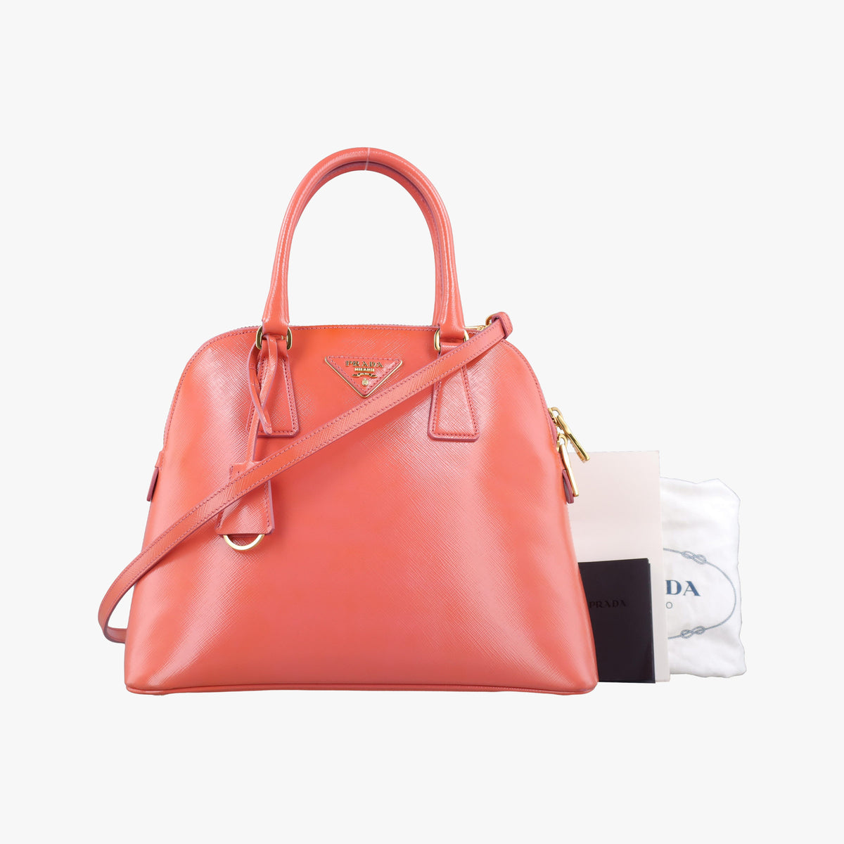Pre-owned Prada Promenade Orange SAFFIANO patent BN2567 shoulderbag | stylenewstar