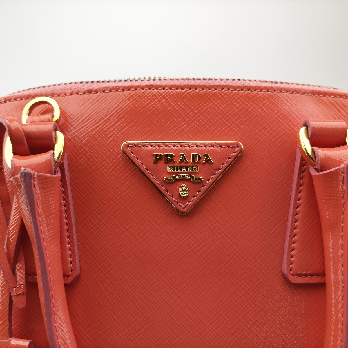 Pre-owned Prada Promenade Orange SAFFIANO patent BN2567 shoulderbag | stylenewstar
