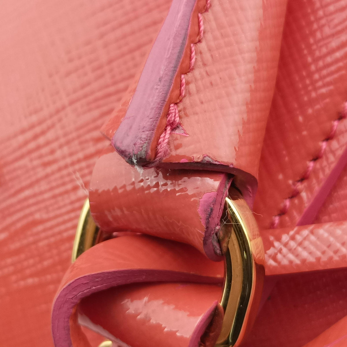 Pre-owned Prada Promenade Orange SAFFIANO patent BN2567 shoulderbag | stylenewstar