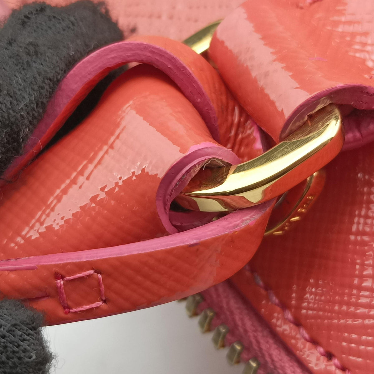 Pre-owned Prada Promenade Orange SAFFIANO patent BN2567 shoulderbag | stylenewstar