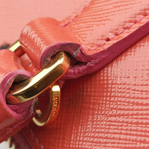 Pre-owned Prada Promenade Orange SAFFIANO patent BN2567 shoulderbag | stylenewstar