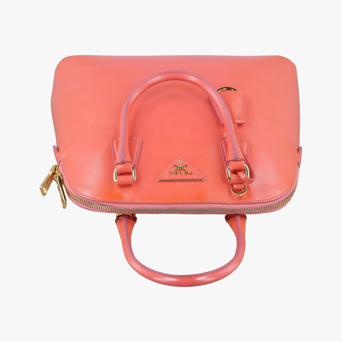 Pre-owned Prada Promenade Orange SAFFIANO patent BN2567 shoulderbag | stylenewstar