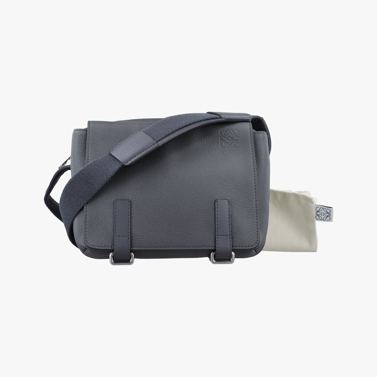 Secondhand Loewe Military Messenger XS Grey Leather B553A72X21 shoulderbag | stylenewstar