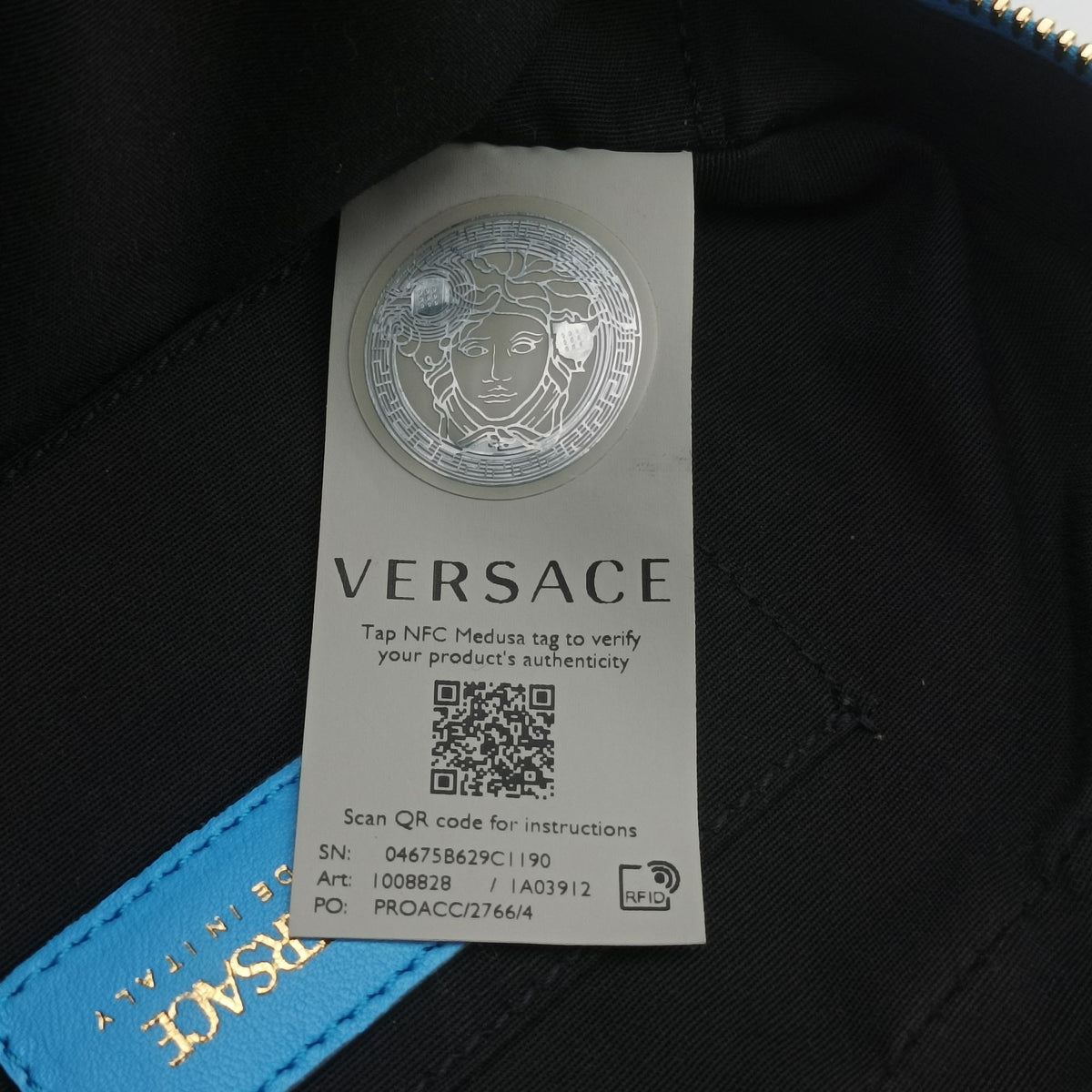 Vintage VERSACE La Medusa Camera Blue Leather  shoulderbag | stylenewstar