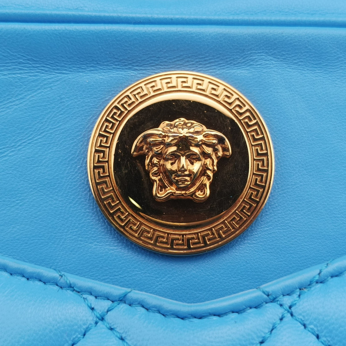 Vintage VERSACE La Medusa Camera Blue Leather  shoulderbag | stylenewstar