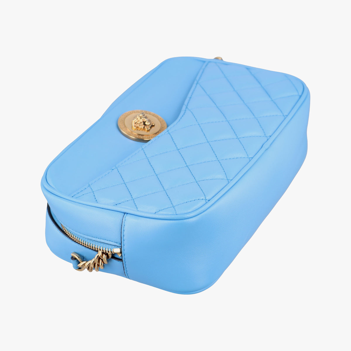 Vintage VERSACE La Medusa Camera Blue Leather  shoulderbag | stylenewstar