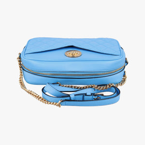 Vintage VERSACE La Medusa Camera Blue Leather  shoulderbag | stylenewstar