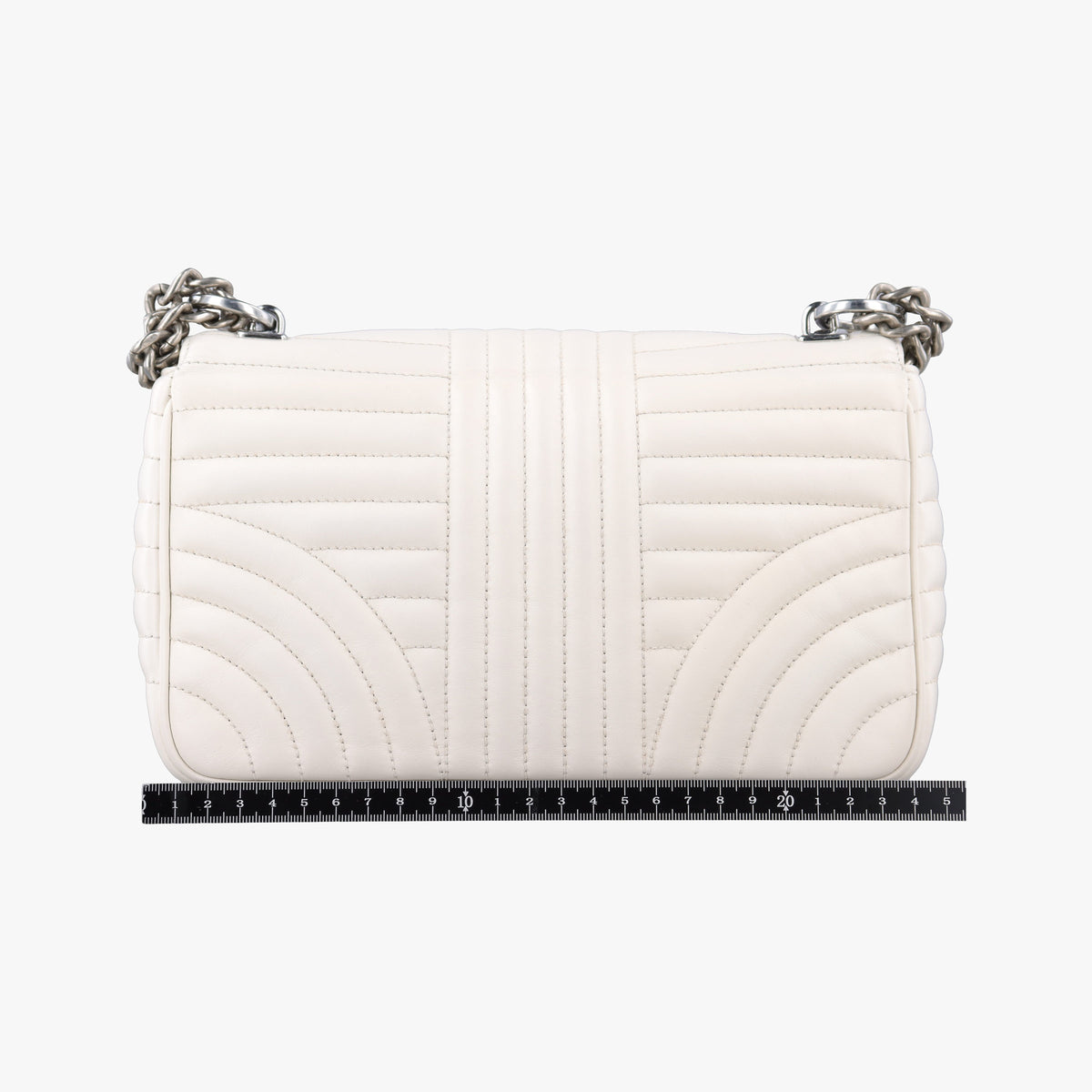 Pre-owned Prada Diagramme White Leather 1BD108 shoulderbag | stylenewstar