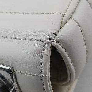 Pre-owned Prada Diagramme White Leather 1BD108 shoulderbag | stylenewstar