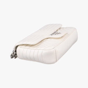 Pre-owned Prada Diagramme White Leather 1BD108 shoulderbag | stylenewstar
