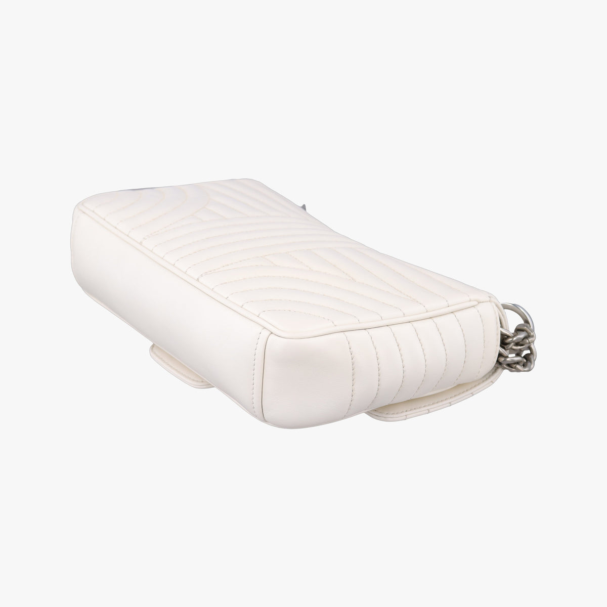 Pre-owned Prada Diagramme White Leather 1BD108 shoulderbag | stylenewstar