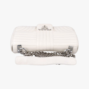 Pre-owned Prada Diagramme White Leather 1BD108 shoulderbag | stylenewstar
