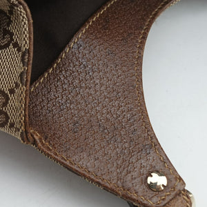 Pre-owned Gucci New Jackie Beige × Brown Canvas × Leather 124409 shoulderbag | stylenewstar