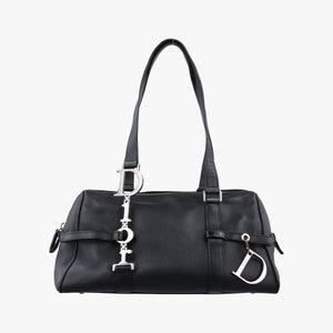Vintage Christian Dior D-Charm BowlerL Black Leather  shoulderbag | stylenewstar
