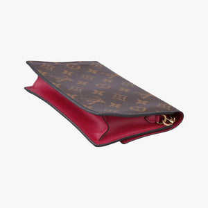 Pre-owned Louis Vuitton Portefeuille FLORE Chain brown×LIE DE VIN Monogram Canvas×calf leather M67404 shoulderbag | stylenewstar
