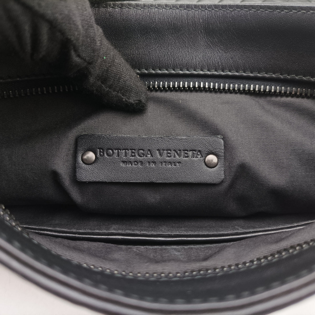 Pre-owned Bottega Veneta Intrecciato Black lambskin  shoulderbag | stylenewstar