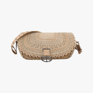 Vintage Christian Dior Peace Logo Crystal Beige Suede  shoulderbag | stylenewstar