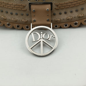 Vintage Christian Dior Peace Logo Crystal Beige Suede  shoulderbag | stylenewstar