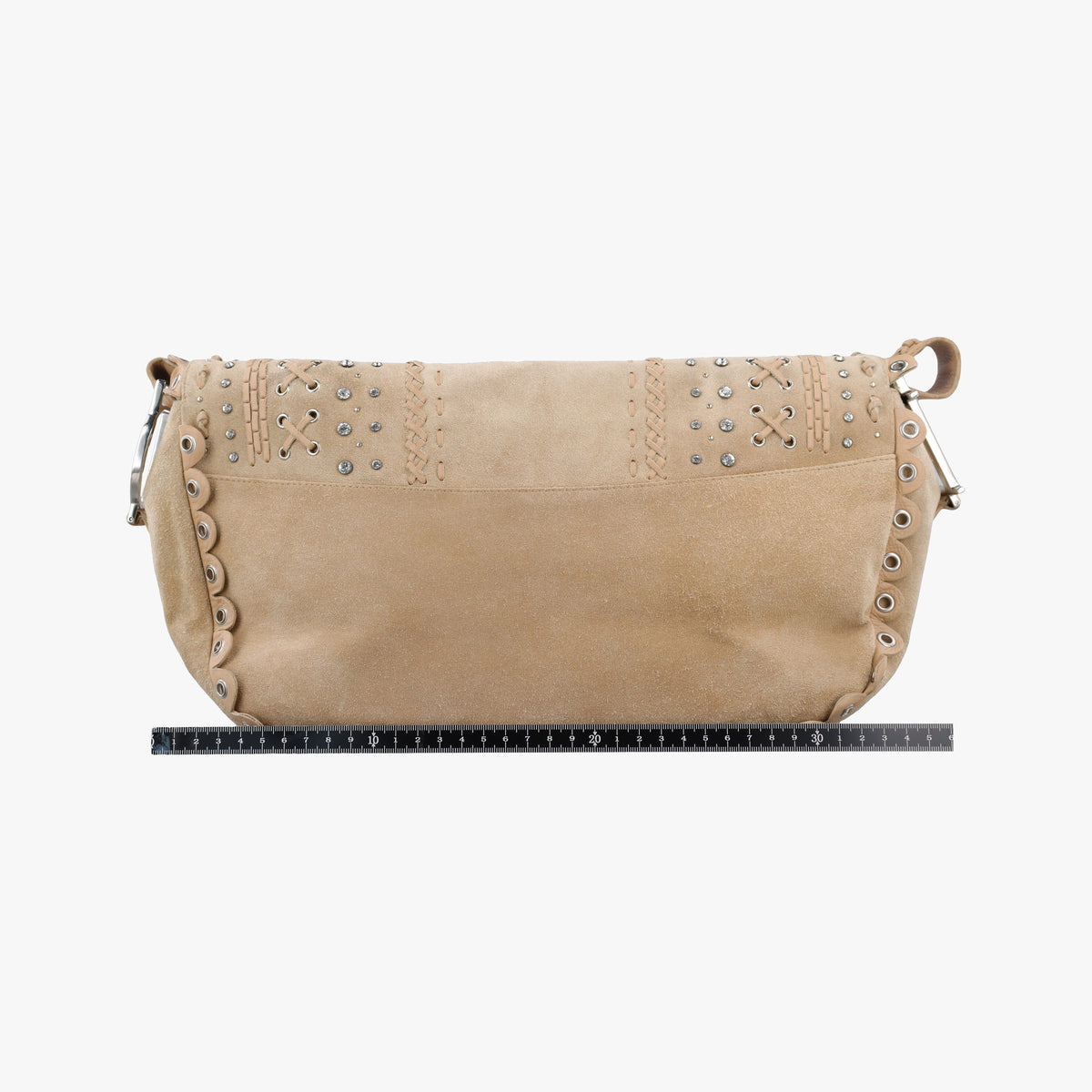 Vintage Christian Dior Peace Logo Crystal Beige Suede  shoulderbag | stylenewstar