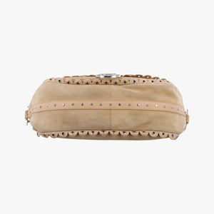 Vintage Christian Dior Peace Logo Crystal Beige Suede  shoulderbag | stylenewstar