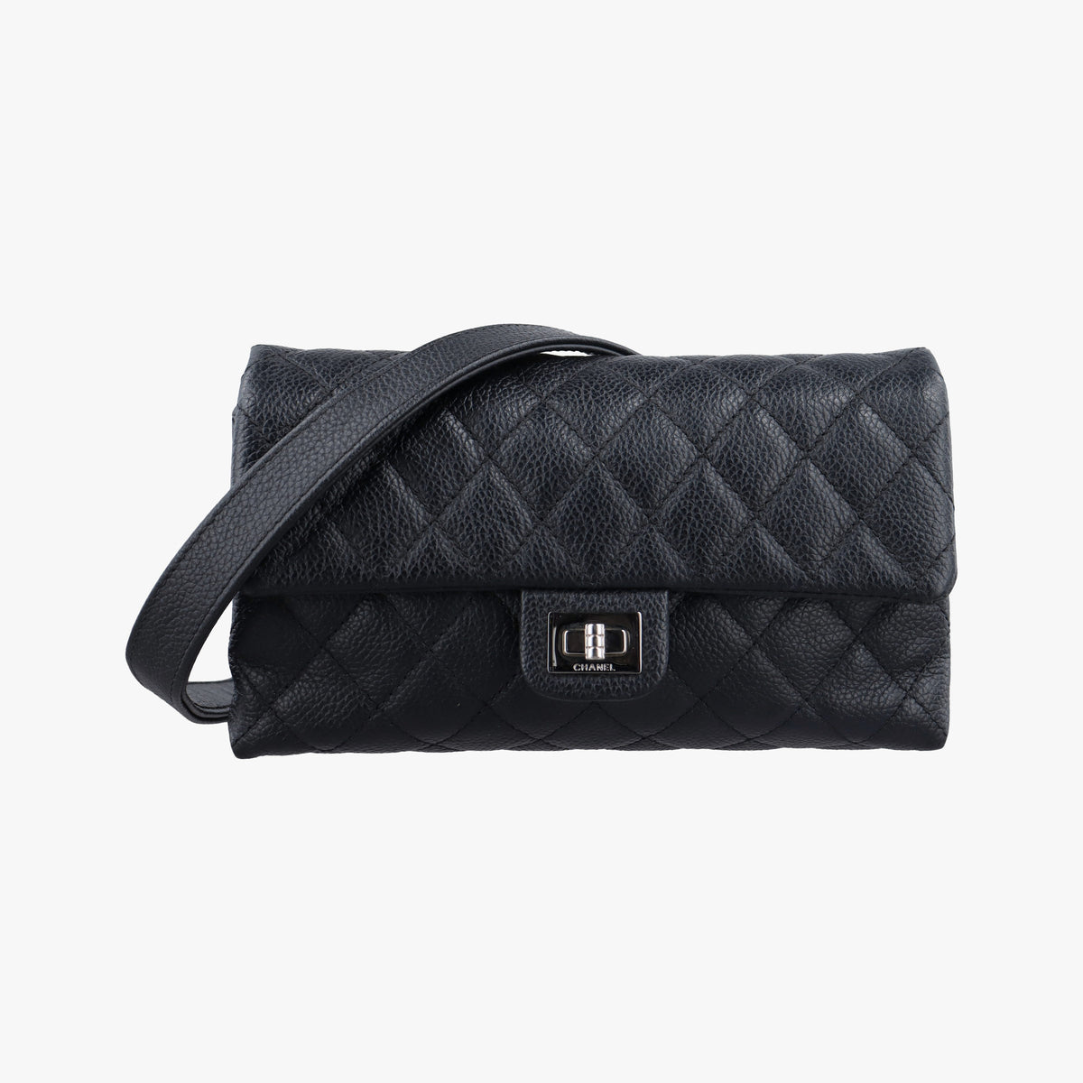 Pre-owned Chanel Matelasse 2.55 Black Caviar skin U48753 bum bag/waist bag | stylenewstar