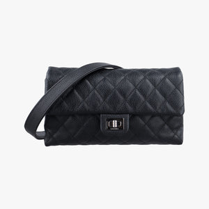 Pre-owned Chanel Matelasse 2.55 Black Caviar skin U48753 bum bag/waist bag | stylenewstar